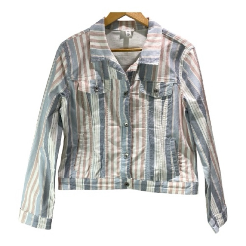 Tribal Stripe Jacket 70’s Inspired Size M Grey/Blush Waist Length Ptp 20.5”